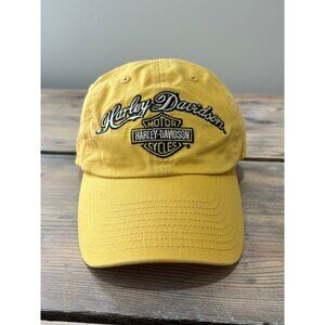 Harley Davidson Baseball Cap Yellow Embroidered Strapback 100% Cotton